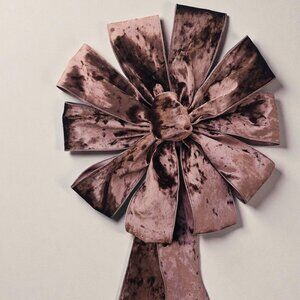 Mink Brown Velour Bow, 10 Loops, 2 20-24" Tails Perfect for Home or Gift Decor